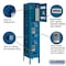 Salsbury Industries 3 Tier Vented Locker, 12"Wx66"Hx18"D, 3 Door, Blue, Unassembled 73158BL-U - alternate 3